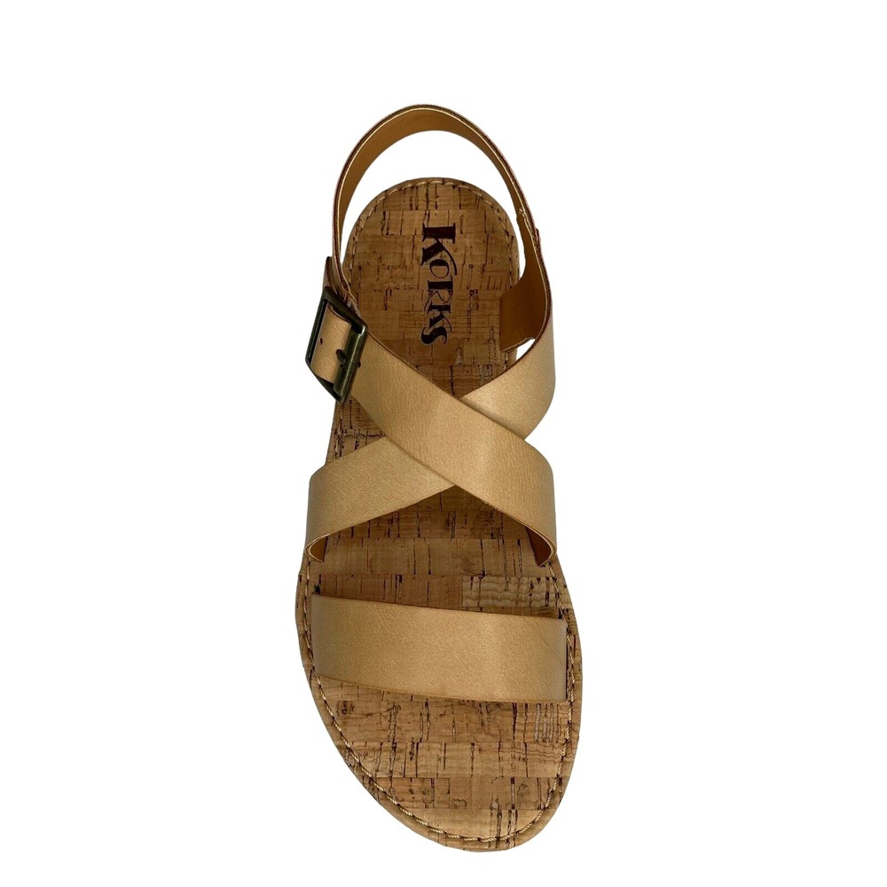 Korks Justicia Women's Strappy Flat Sandals‎ Size 7 Natural Beige Casual Shoes - Picture 4 of 13